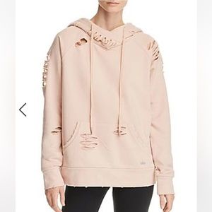 ALO Yoga Distressed Pullover Hoodie in Blush Pink
